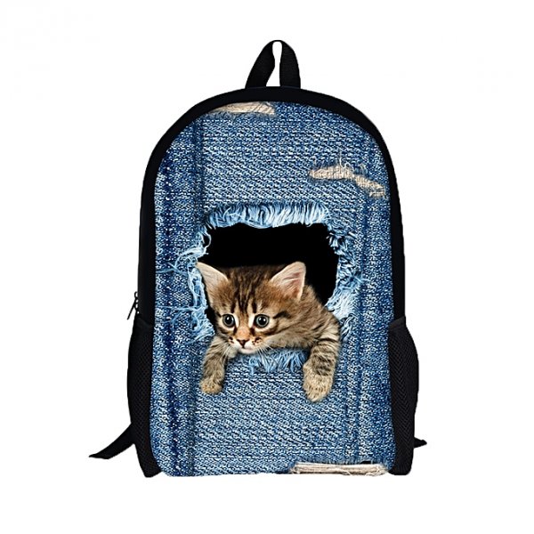 Leopard cats and dogs College student backpack school shoulder bag