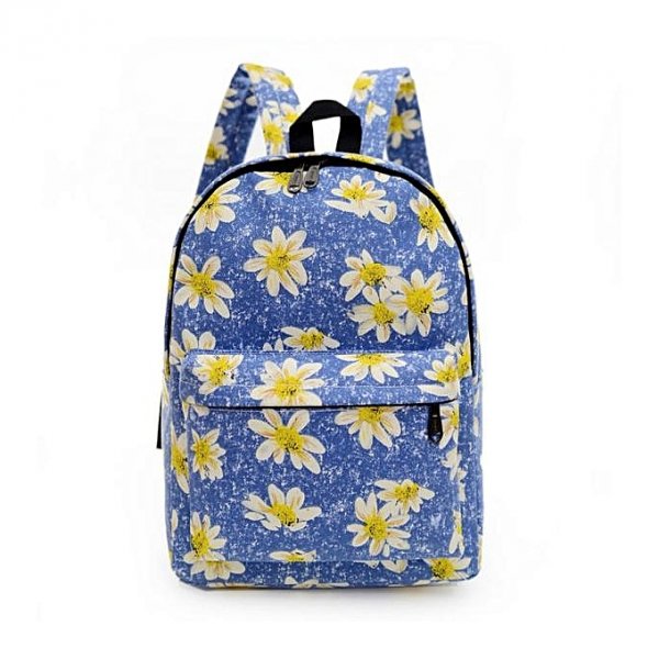 Female students backpack canvas shoulder bag schoolbag print