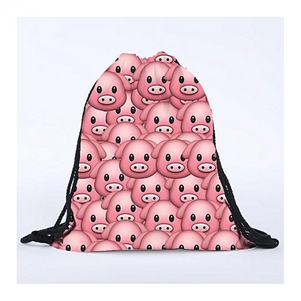 Backpack neutral pig printed bags Drawstring Backpack