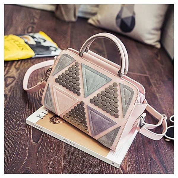 Women fashion rivet geometry handbag shoulder bag tote bag purse